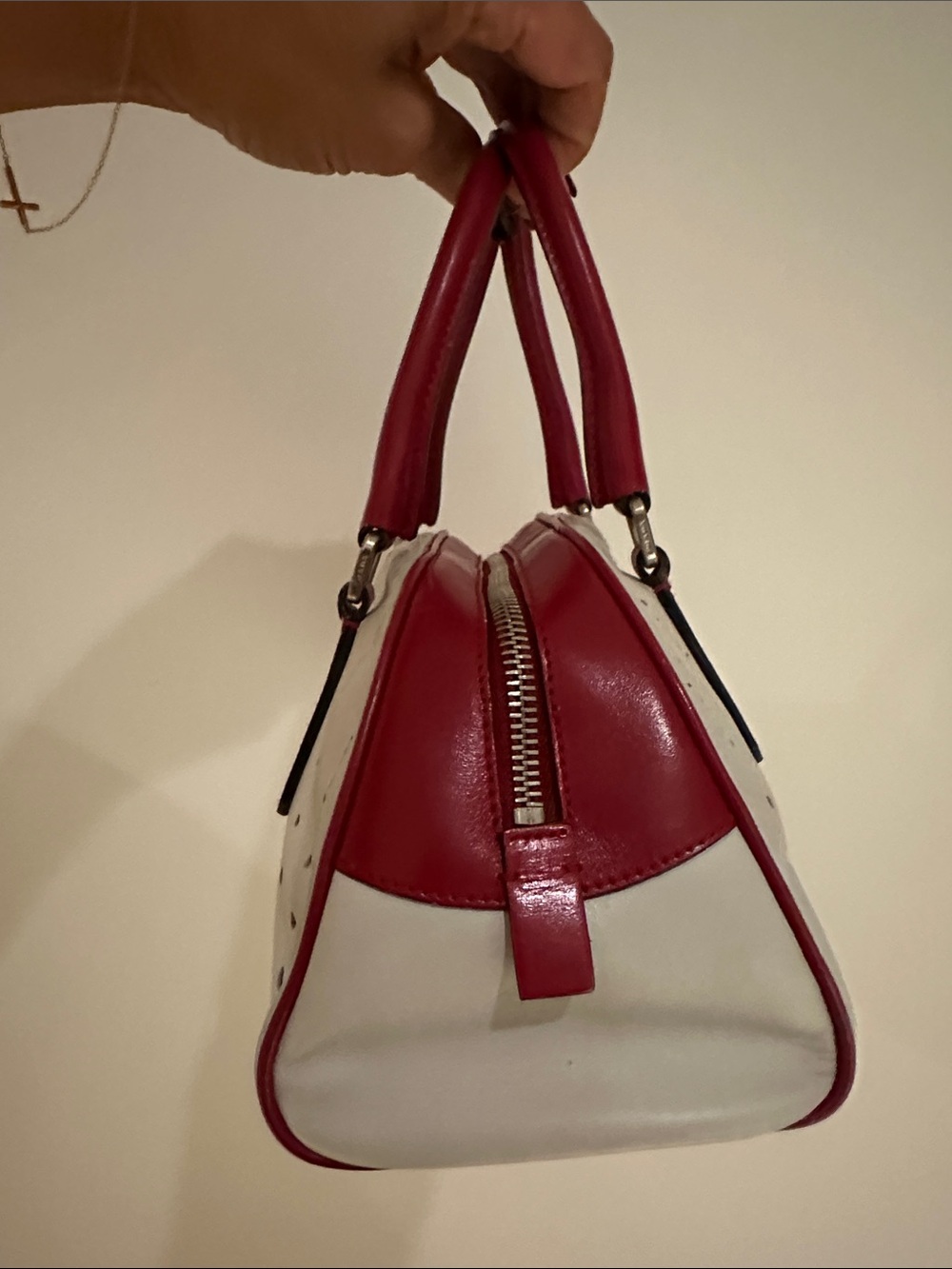Vintage Prada S/S 2000 Vitello Drive Perforated Bowling Bag - Picture 2 of 12